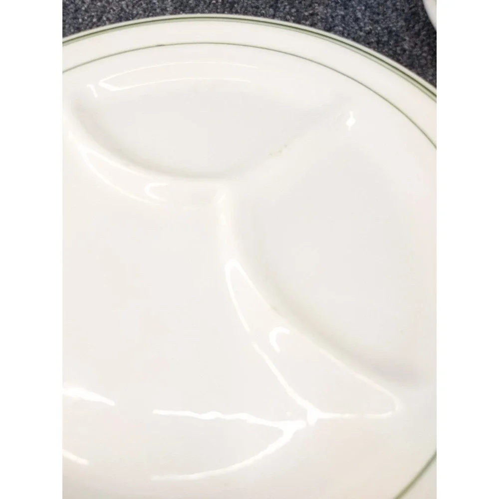 Wellsville Green Band Divided Grill Plates 9.5